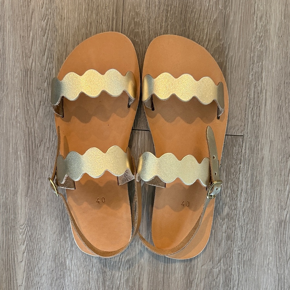 Gold Leather Sandals - NWOT